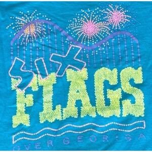 Vintage Six Flags Over Georgia Single Stitch Large T-Shirt Blue Seasons